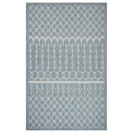 Homeroots 8 x 10 ft. Blue Array Indoor & Outdoor Area Rug 396237